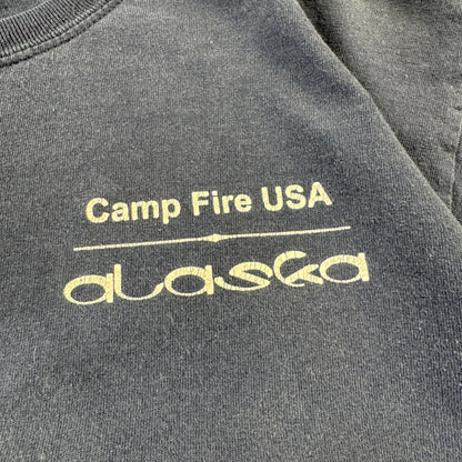 90s-00s Gildan Rolling Since the 60s Camp Fire USA Alaska Navy Bicycle Graphic T-Shirt