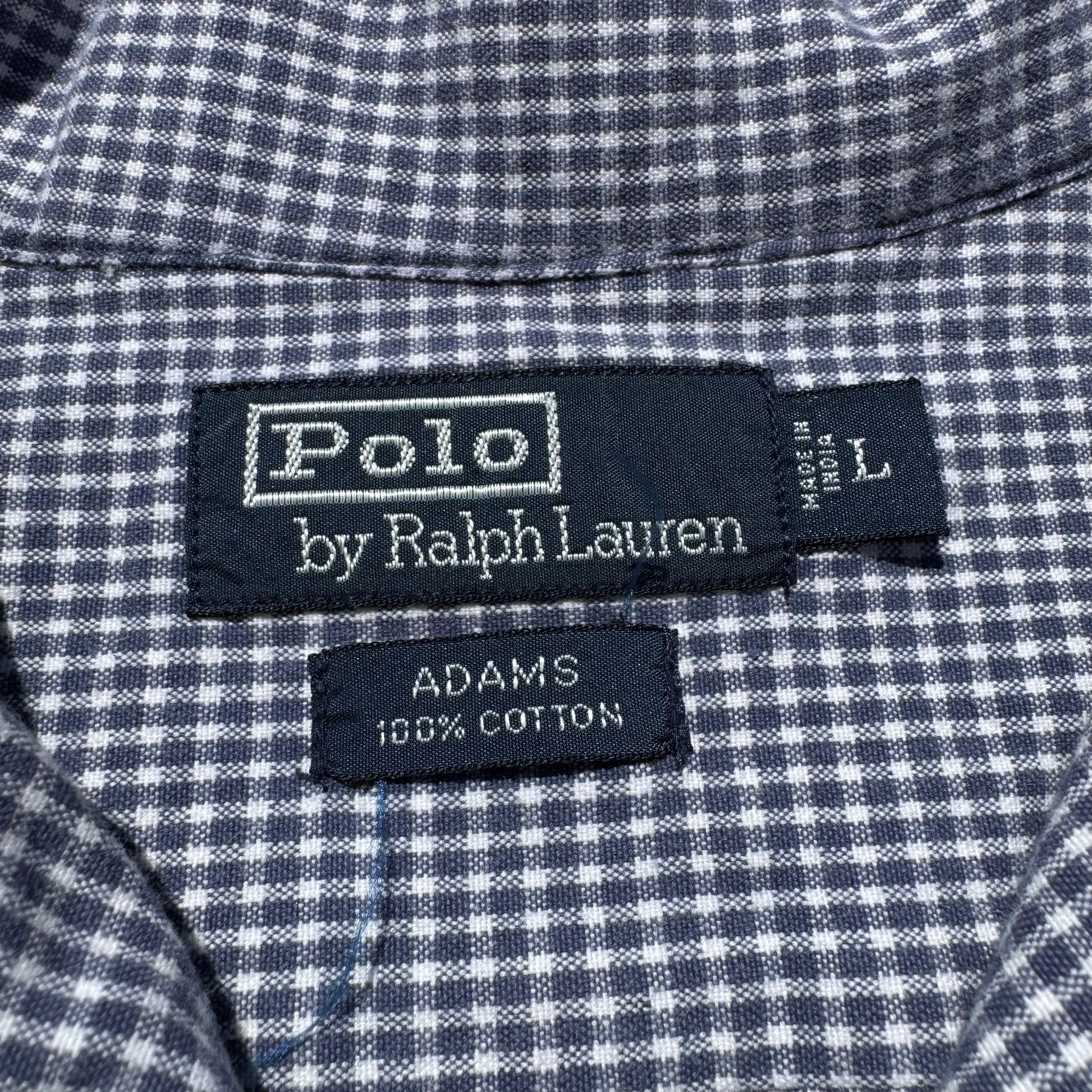 90s-00s Ralph Lauren Adams Cotton Blue Checkered Open Collar Shirt KiiChain Clothing