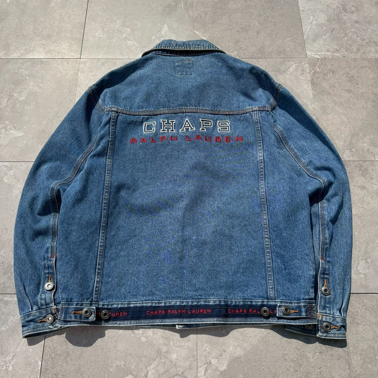 90s CHAPS Ralph Lauren Embroidered Logo Denim Jacket