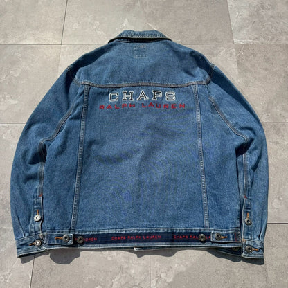 90s CHAPS Ralph Lauren Embroidered Logo Denim Jacket