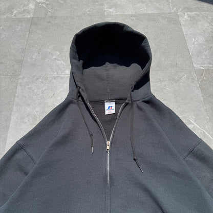 90s Russell Athletic Black Zip-Up Hoodie KiiChain Clothing