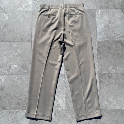 00s Perry Ellis Portfolio Gray/Beige Two-Tuck Pleated Slacks 33x30