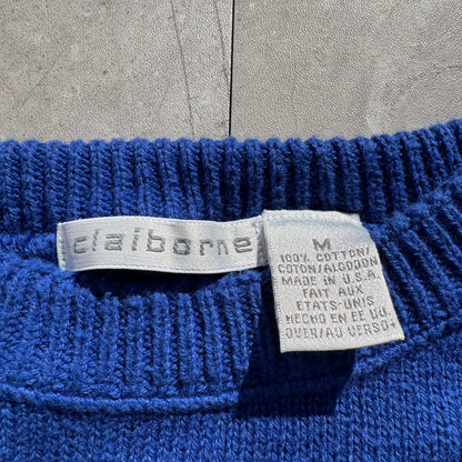 90s Claiborne Made in USA Blue Cotton Knit
