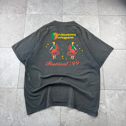 90s Lee Provincetown Portuguese Festival 1999 Faded Gray Made in USA Graphic T-Shirt
