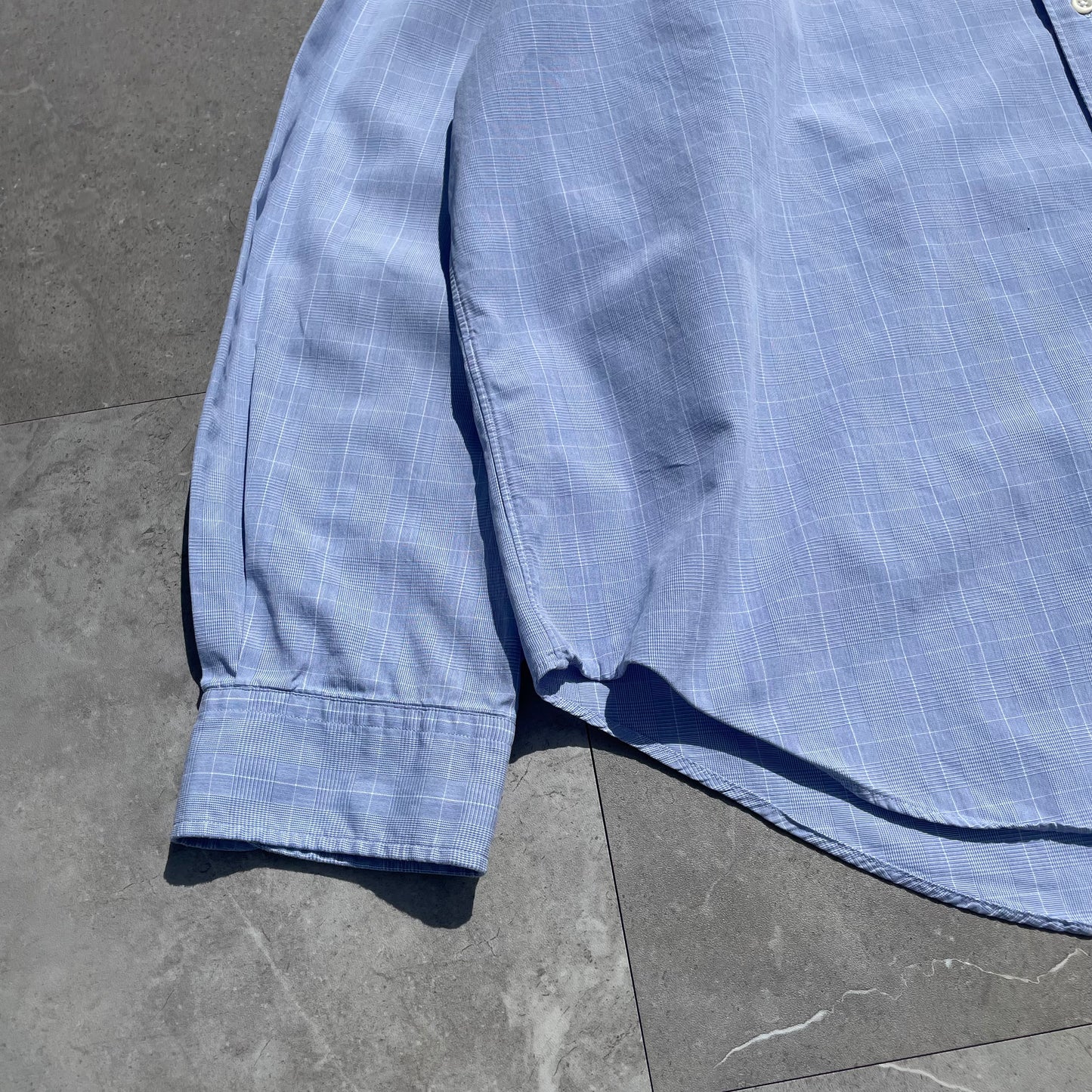 90s-00s Ralph Lauren Marlowe 100% Two-Ply Cotton Light Blue Checkered Shirt