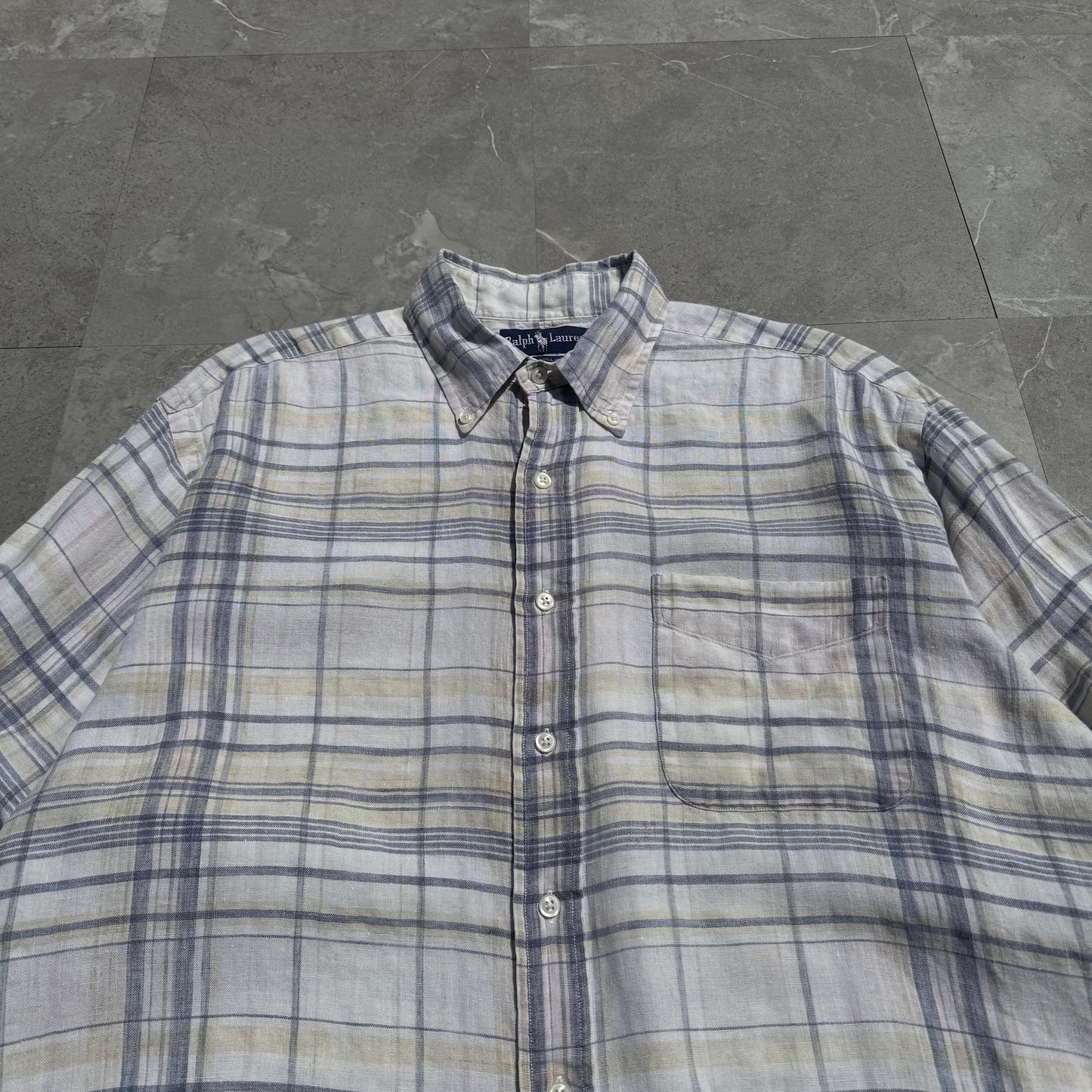 90s Ralph Lauren Checkered Linen Shirt KiiChain Clothing