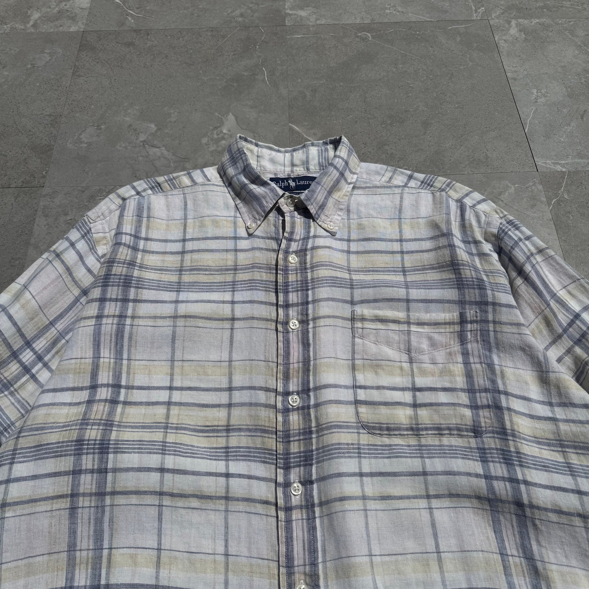 90s Ralph Lauren Checkered Linen Shirt KiiChain Clothing