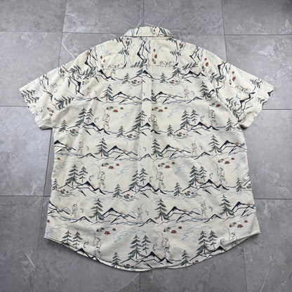 00s~ Eddie Bauer Classic Fit Fishing Graphic Short Sleeve Button Down Shirt