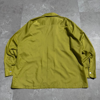 60s Grant-Crest Poly-Cotton Open Collar Long Sleeve Shirt KiiChain Clothing
