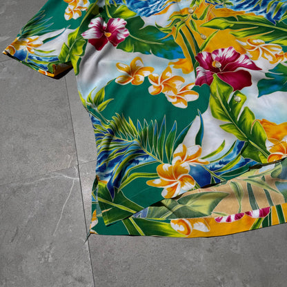 90s-00s Ralph Lauren Caldwell Tropical Viscose Open Collar Shirt KiiChain Clothing
