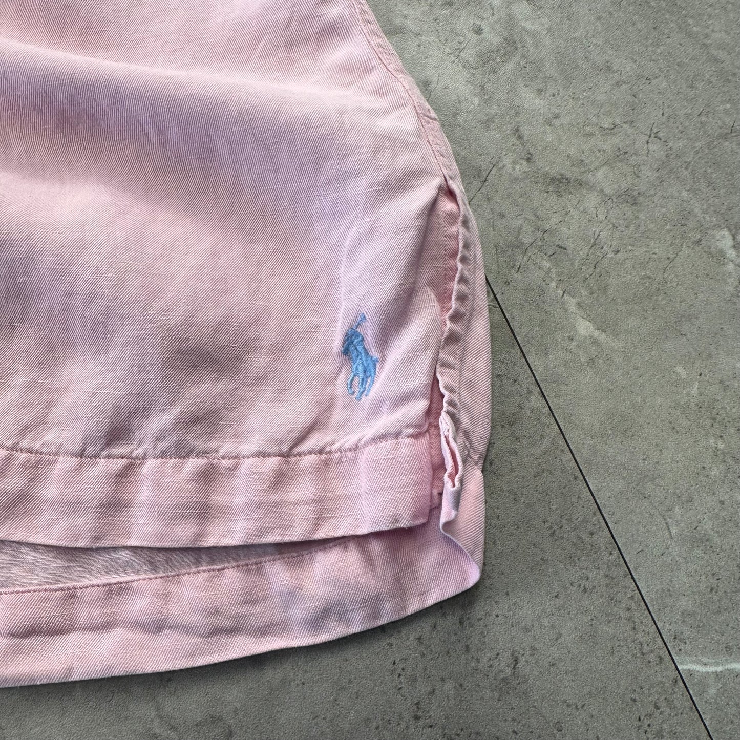 00s Polo by Ralph Lauren Pink Linen x Silk Open Collar Shirt XL