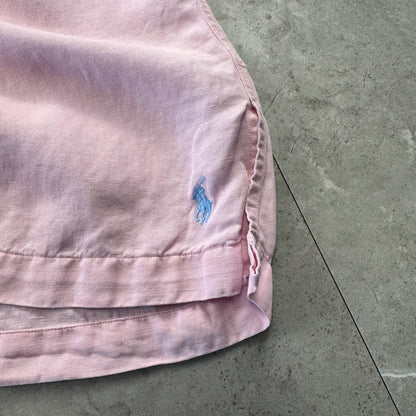 00s Polo by Ralph Lauren Pink Linen x Silk Open Collar Shirt XL