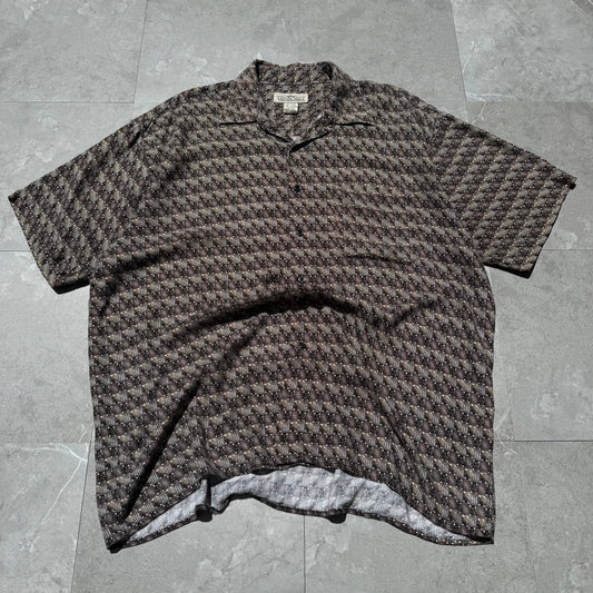 90s Natural Issue Box Pattern Rayon Short Sleeve Shirt KiiChain Clothing