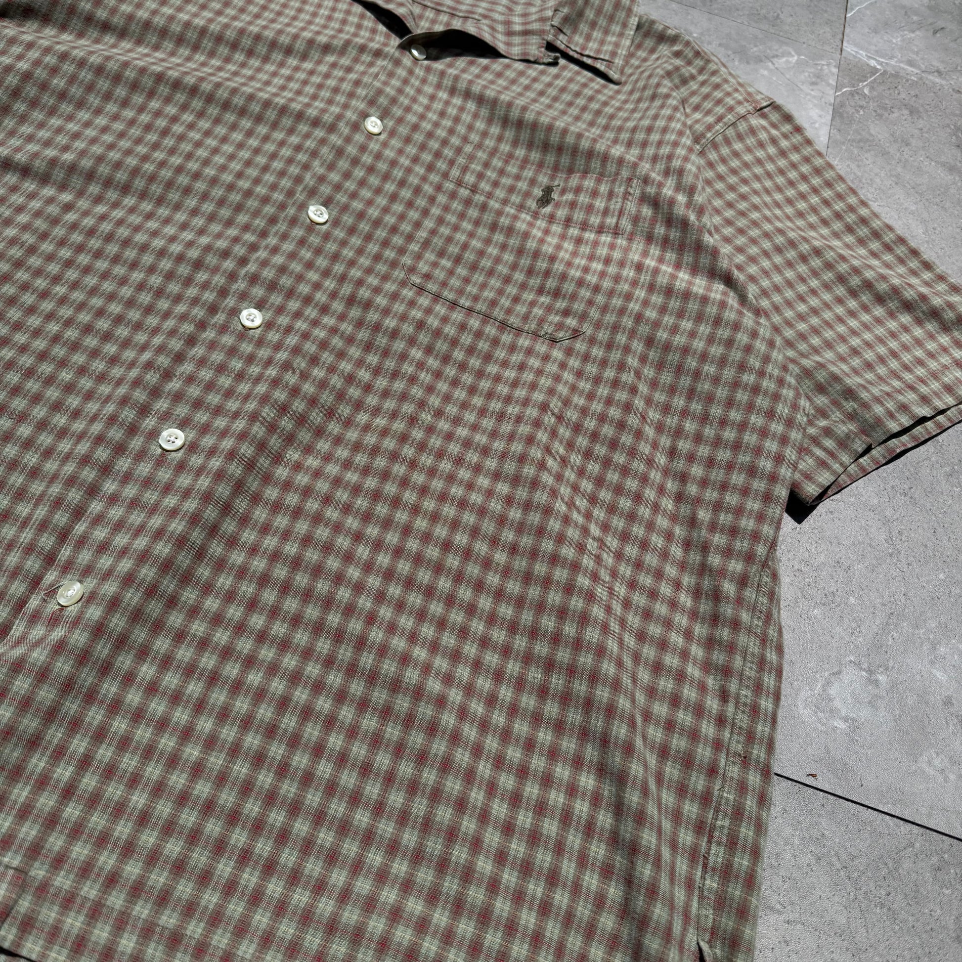90s Ralph Lauren Adams Checkered Pocket Pony Cotton Short Sleeve Shirt KiiChain Clothing