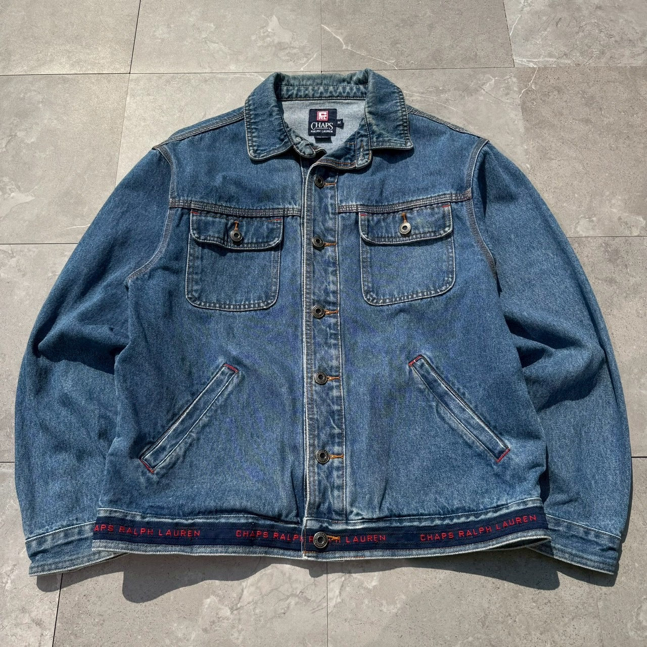 90s CHAPS Ralph Lauren Embroidered Logo Denim Jacket