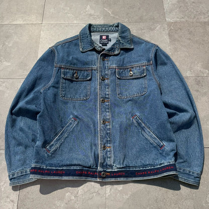 90s CHAPS Ralph Lauren Embroidered Logo Denim Jacket