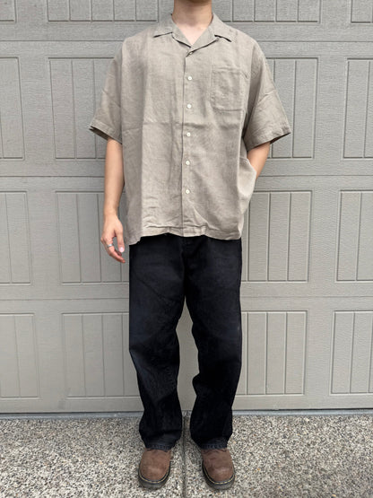 90s-00s Ralph Lauren Clayton Linen x Cotton No Pony Open Collar Shirt KiiChain Clothing