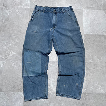 90s Carhartt Repaired Double-Knee Denim Work Pants 36x30