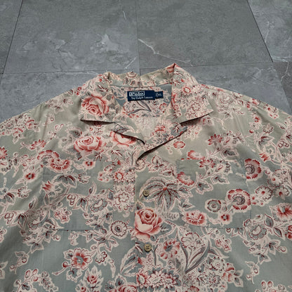 90s-00s Ralph Lauren Rare Floral Graphic Open Collar Shirt KiiChain Clothing