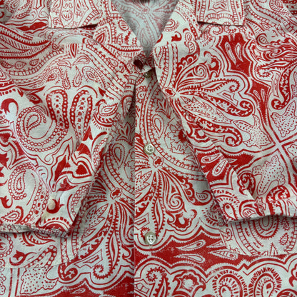 00s Ralph Lauren Polo Jeans Co. Red Paisley Open Collar Shirt