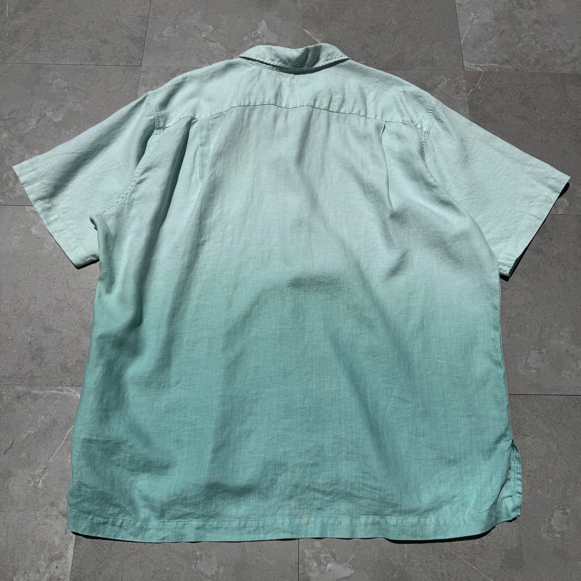 90s-00s Ralph Lauren Adams 100% Linen Tye-Dye Dip Open Collar Shirt KiiChain Clothing