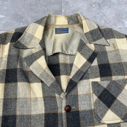 50s Pendleton Checkered Elbow Patch Made in USA Shirt Jacket