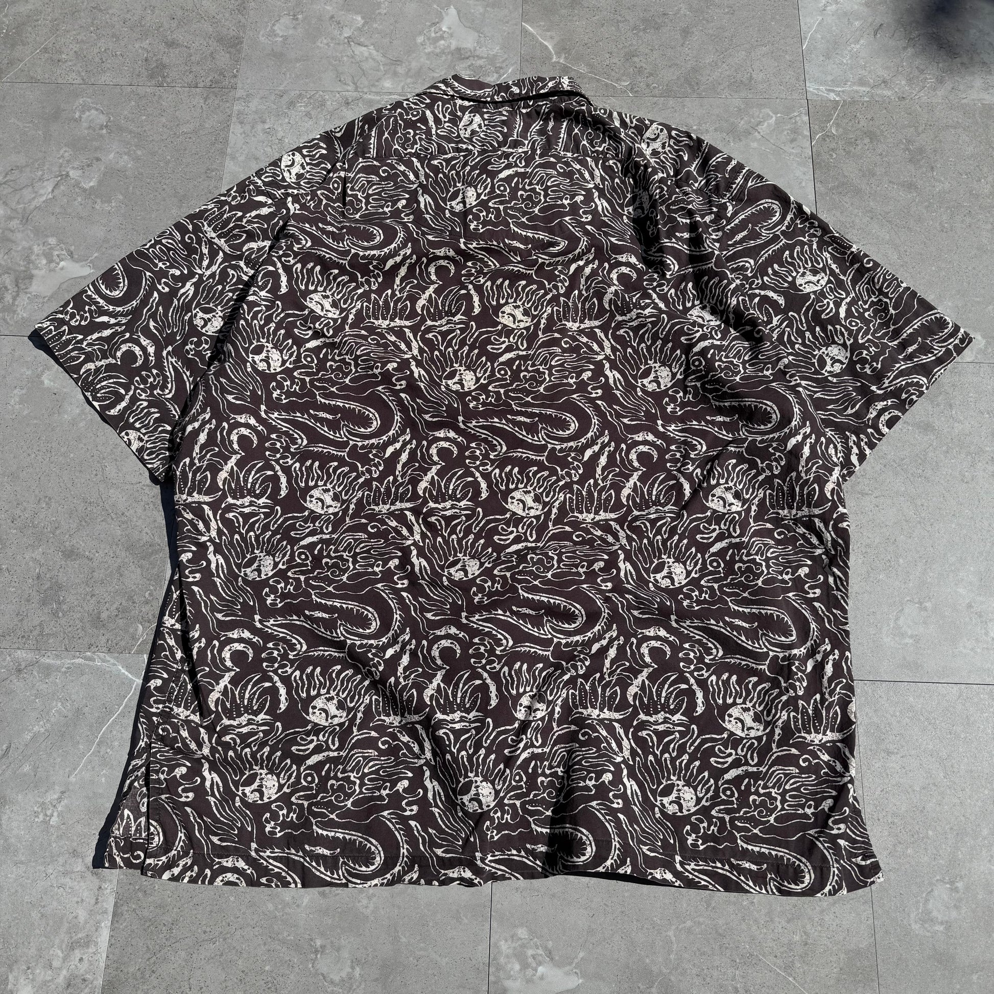 90s-00s Ralph Lauren “Clayton” Rare Brown Paisley Open Collar Shirt KiiChain Clothing