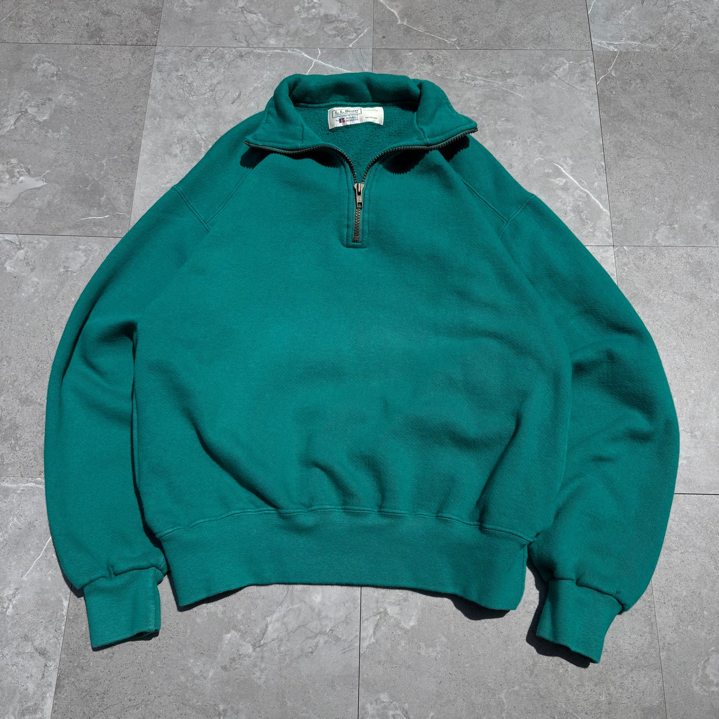 90s L.L. Bean by Russell Made in USA Half-Zip Green Sweatshirt KiiChain Clothing