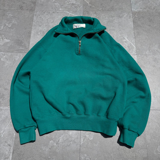90s L.L. Bean by Russell Made in USA Half-Zip Green Sweatshirt KiiChain Clothing