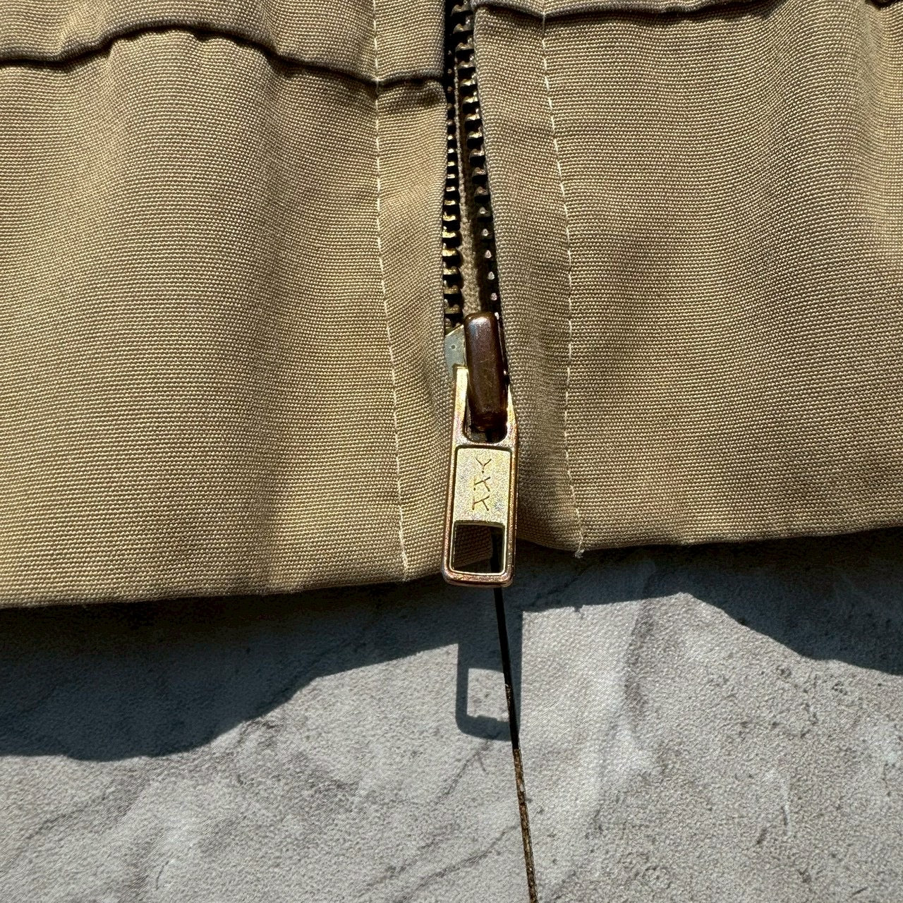 70s-80s Izod x Lacoste Beige Tan Flannel Lined Harrington Jacket