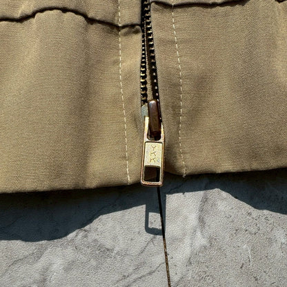 70s-80s Izod x Lacoste Beige Tan Flannel Lined Harrington Jacket