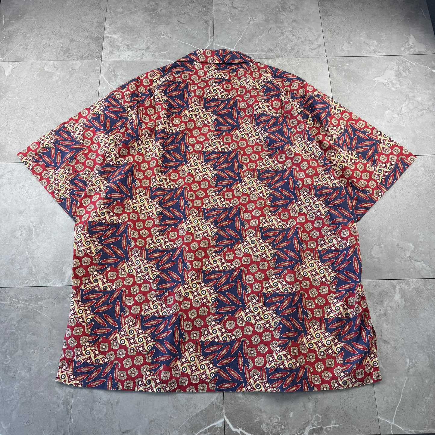 90s Polo by Ralph Lauren Rare Red Geometric Open Collar Shirt XL