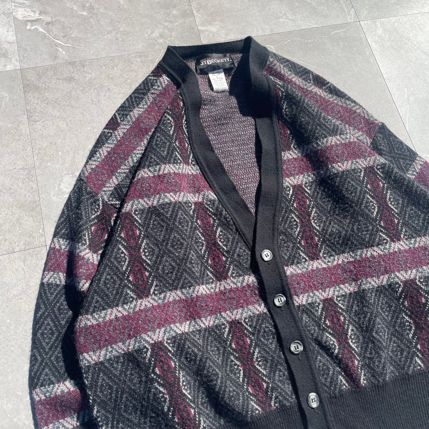 90s-00s J.T. Beckett Wool-Acrylic Made in Italy Knitted Cardigan