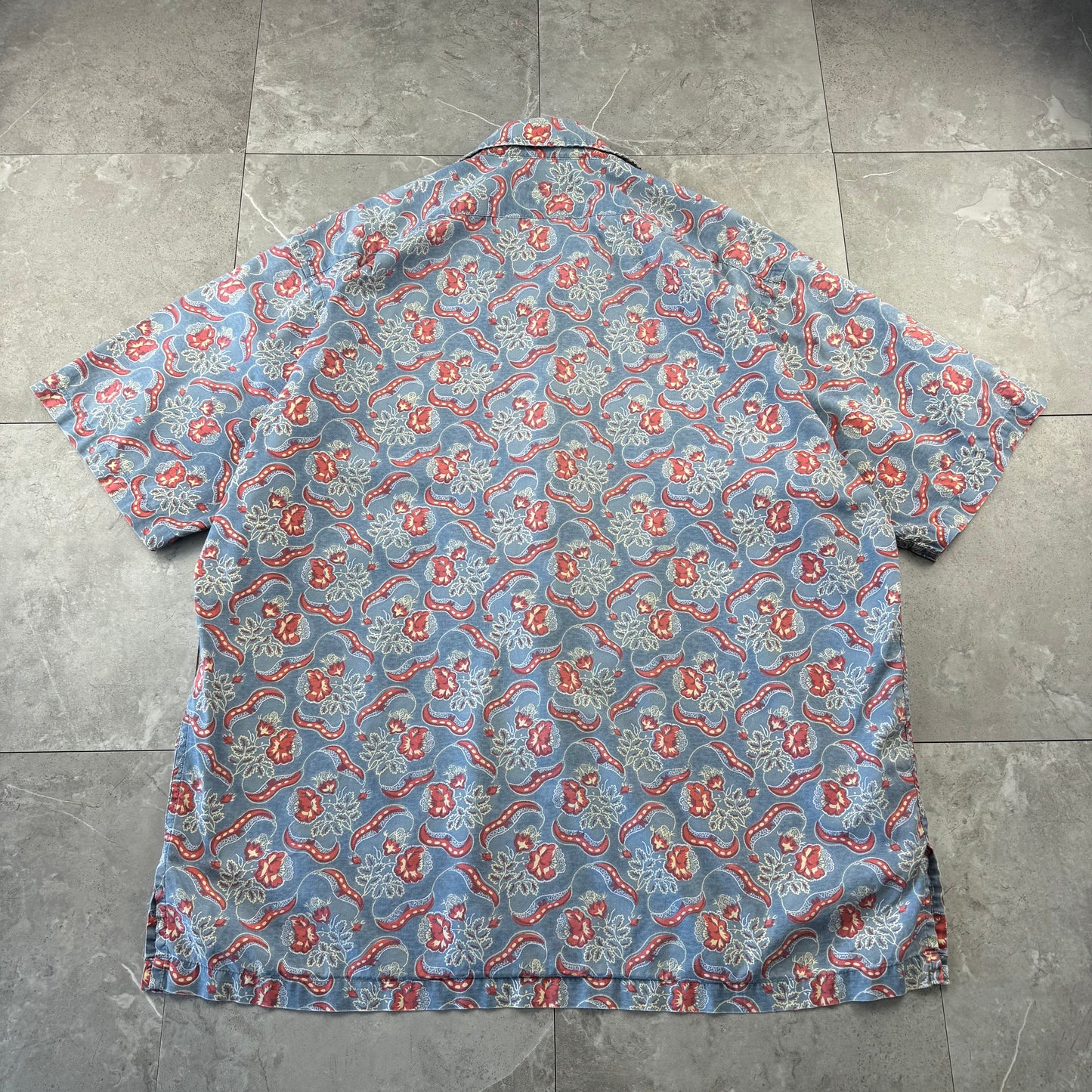 00s Polo by Ralph Lauren Clayton Blue Paisley Open Collar Shirt