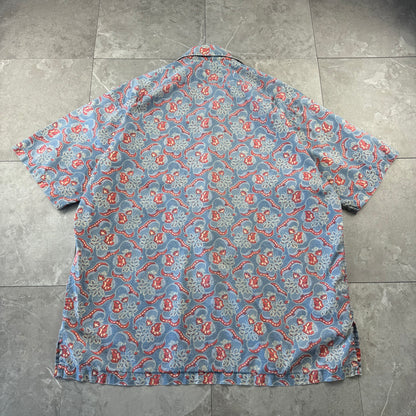 00s Polo by Ralph Lauren Clayton Blue Paisley Open Collar Shirt