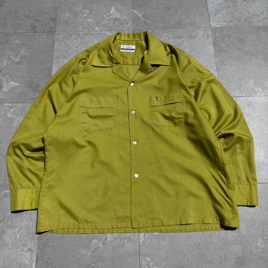 60s Grant-Crest Poly-Cotton Open Collar Long Sleeve Shirt KiiChain Clothing