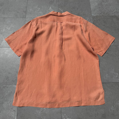 90s-00s Ralph Lauren Polo Golf Caldwell Orange Silk x Linen Open Collar Shirt KiiChain Clothing