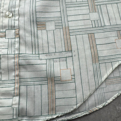 70s-80s JC Penny No Iron Geometric Design Short Sleeve Shirt Size 17