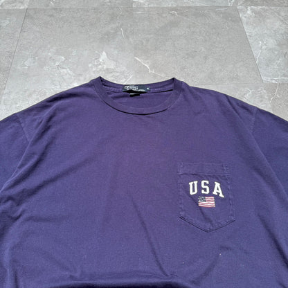80s-90s Ralph Lauren Navy/Purple Made in USA Pocket Tee KiiChain Clothing