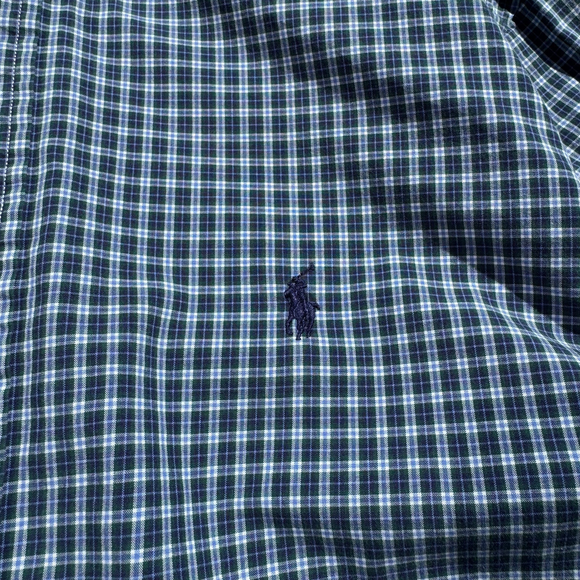 90s-00s Ralph Lauren Classic Fit Blue Checkered Button Down Shirt KiiChain Clothing