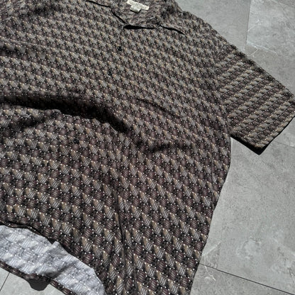 90s Natural Issue Box Pattern Rayon Short Sleeve Shirt KiiChain Clothing