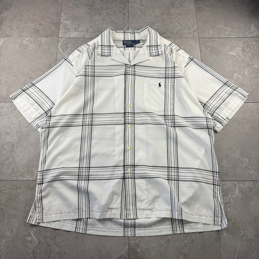 00s Ralph Lauren Caldwell White Checkered Open Collar Shirt