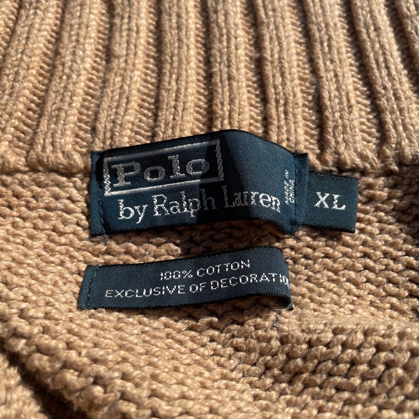 90s Ralph Lauren “Exclusive of Decoration” Brown Half-Zip Knit Pullover