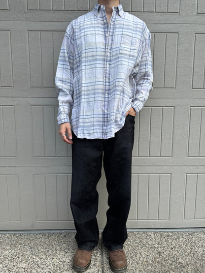 90s Ralph Lauren Checkered Linen Shirt KiiChain Clothing