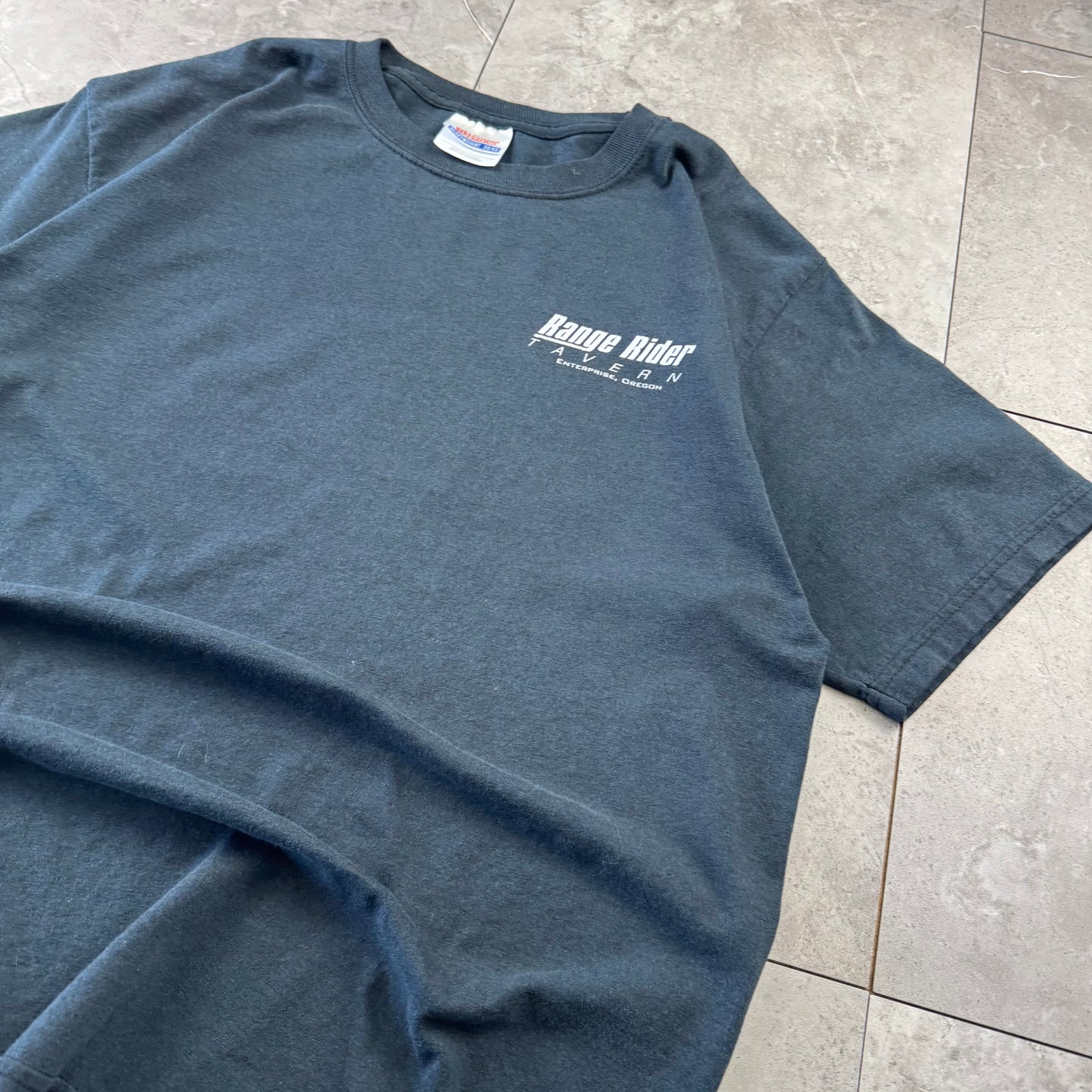 90s-00s Hanes Heavyweight Range Rider Tavern Black Biker Graphic T-Shirt