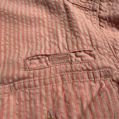 90s Travel Smith Salmon Pink Seersucker Dual Pocket Short Sleeve Shirt KiiChain Clothing