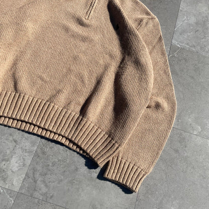 90s Ralph Lauren “Exclusive of Decoration” Brown Half-Zip Knit Pullover