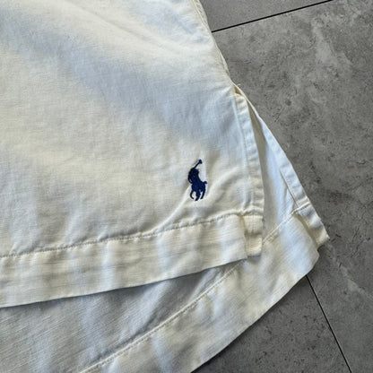 90s Polo by Ralph Lauren White Linen x Silk Open Collar Shirt XL