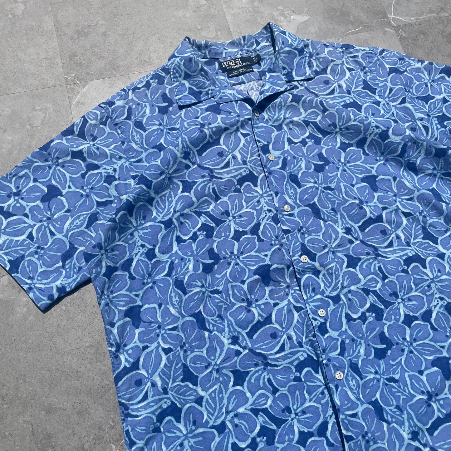 90s Ralph Lauren Caldwell Blue Floral Hawaiian Shirt