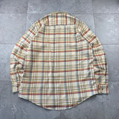 90s-00s Claybrooke Outdoors Beige Checkered Flannel Button Down Shirt